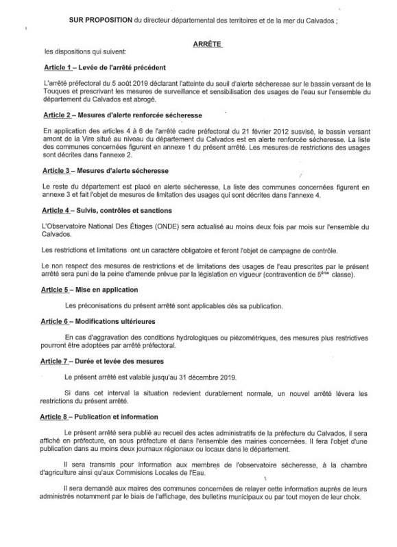 Alerte renforcée sécheresse : les mesures de restriction d'eau dans le Calvados