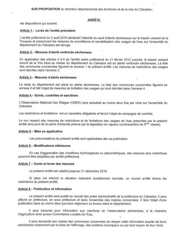 Alerte renforcée sécheresse : les mesures de restriction d'eau dans le Calvados