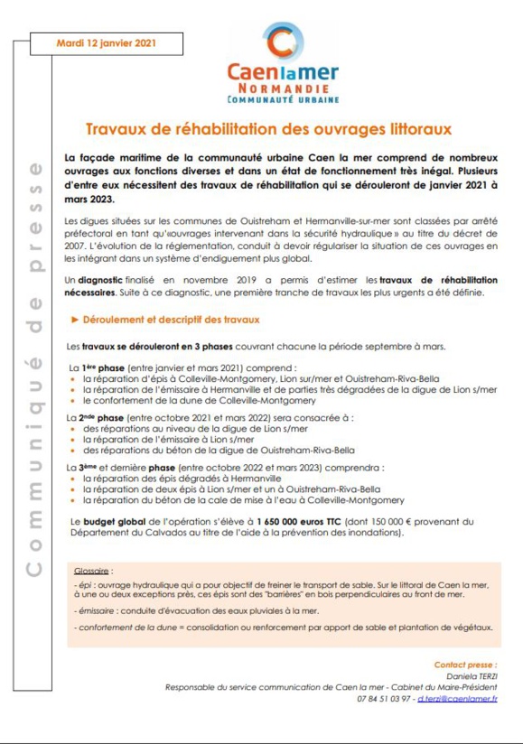 Caen la mer : Travaux de réhabilitation des ouvrages littoraux
