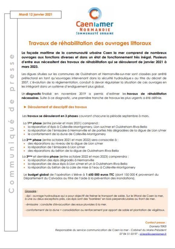 Caen la mer : Travaux de réhabilitation des ouvrages littoraux