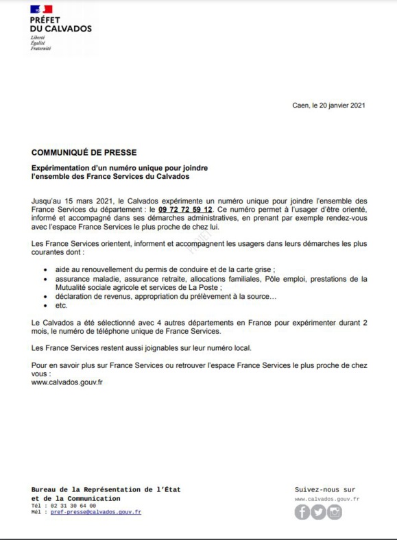 Expérimentation d'un numéro unique France Services Expérimentation d'un numéro unique France Services