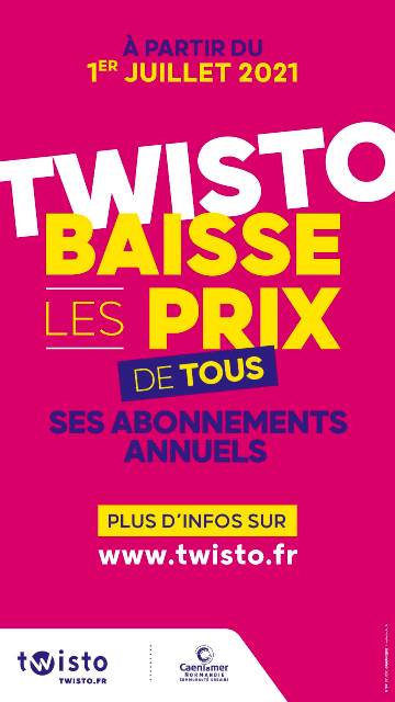 CAEN LA MER ANNONCE UNE BAISSE DE TARIF  SUR TOUS LES ABONNEMENTS ANNUELS TWISTO