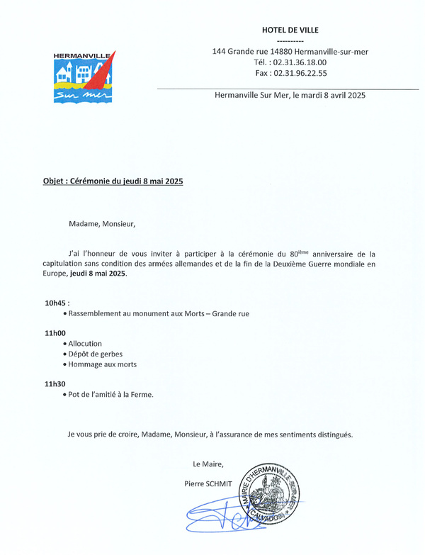 Programme cérémonies du 8 mai 2025