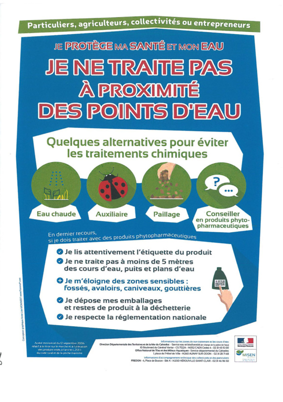 "Je protège ma santé et mon eau, je ne traite pas à proximité des points d'eau"