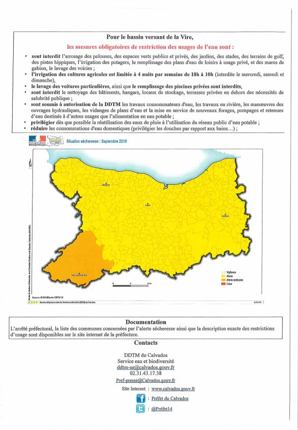 Alerte renforcée sécheresse : les mesures de restriction d'eau dans le Calvados