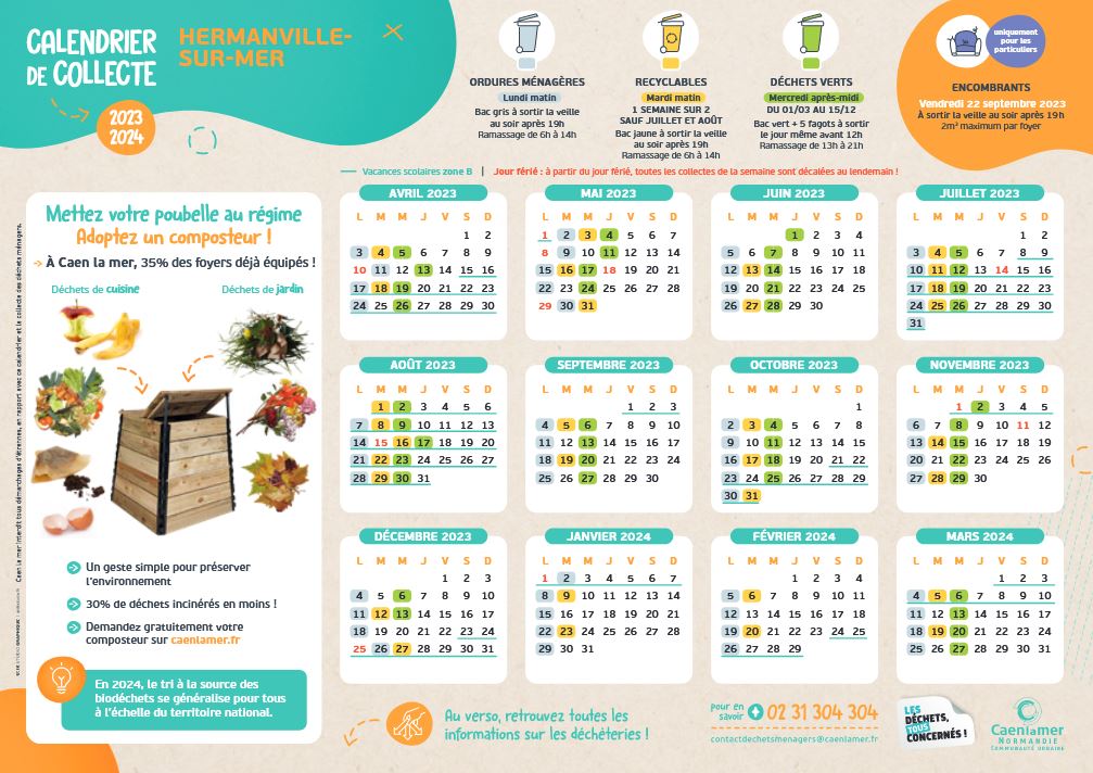 Nouveau calendrier de la collecte des déchets du 01/04/2021 au 31/03/2022