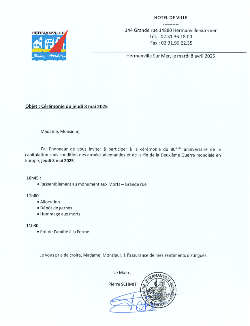 Programme cérémonies du 8 mai 2025