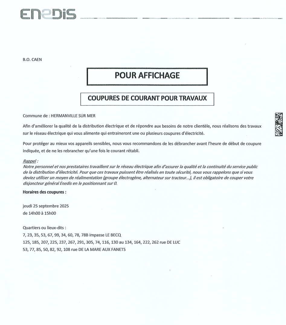 Coupures de courant pour travaux