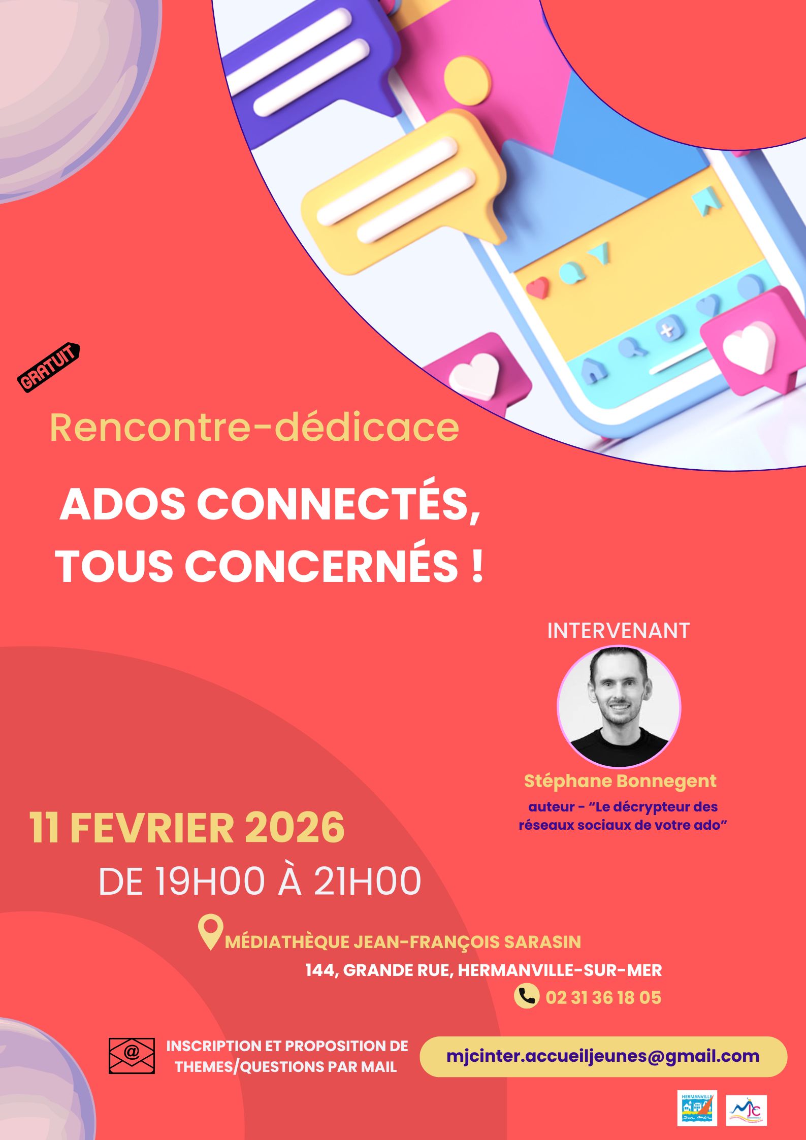 Invitation - Mercredi 11 février à 19 heures - Médiathèque Jean-François Sarasin